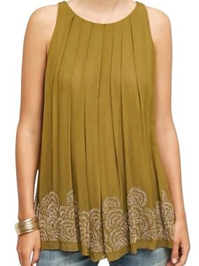 Anthropologie Not So Serious Beaded Hem Top
